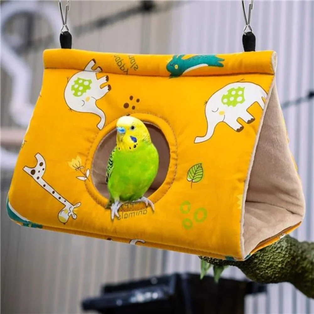 Winter Warm Bird Nest House - Hanging Hammock Velvet Shed Hut Cage Plush Fluffy